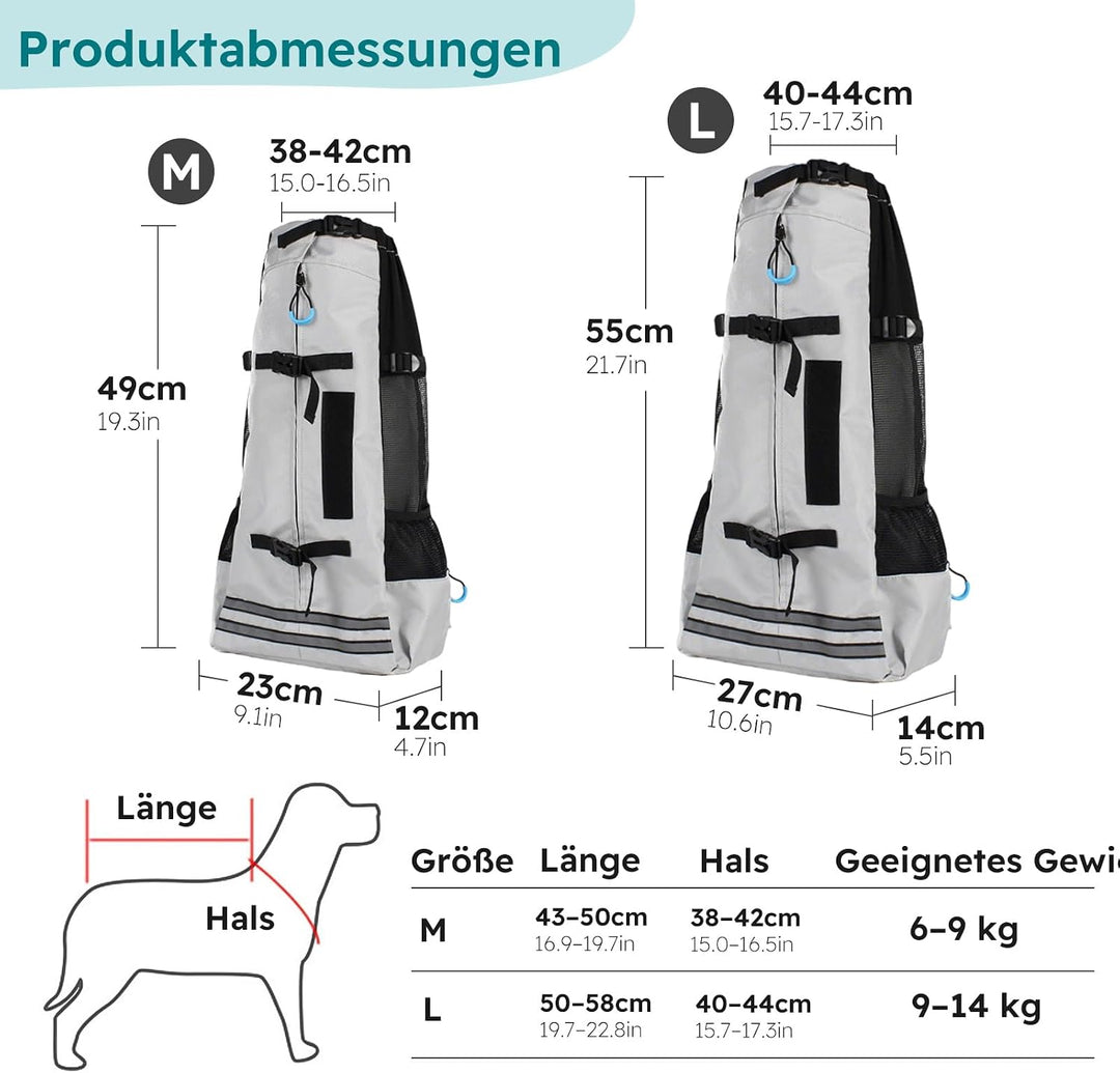 PETCUTE Hundetransportrucksack,Atmungsaktiver Haustier-Rucksack mit Sicherheitsverschluss &amp; Reflekto
