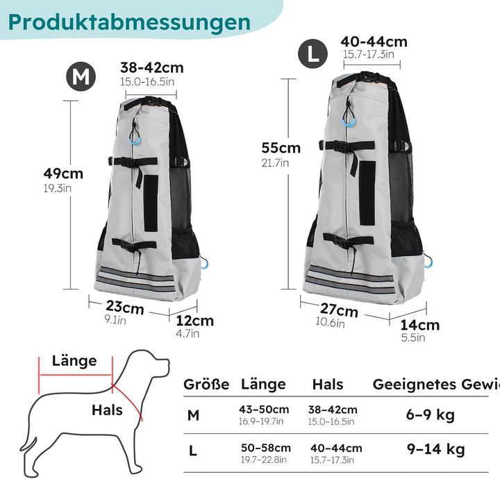 PETCUTE Hundetransportrucksack,Atmungsaktiver Haustier-Rucksack mit Sicherheitsverschluss &amp; Reflekto