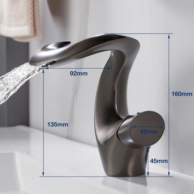 Wasserhahn Bad Wasserfall Grau Waschtischarmatur Mischbatterie Waschbecken Armaturen Nickel Gebürste
