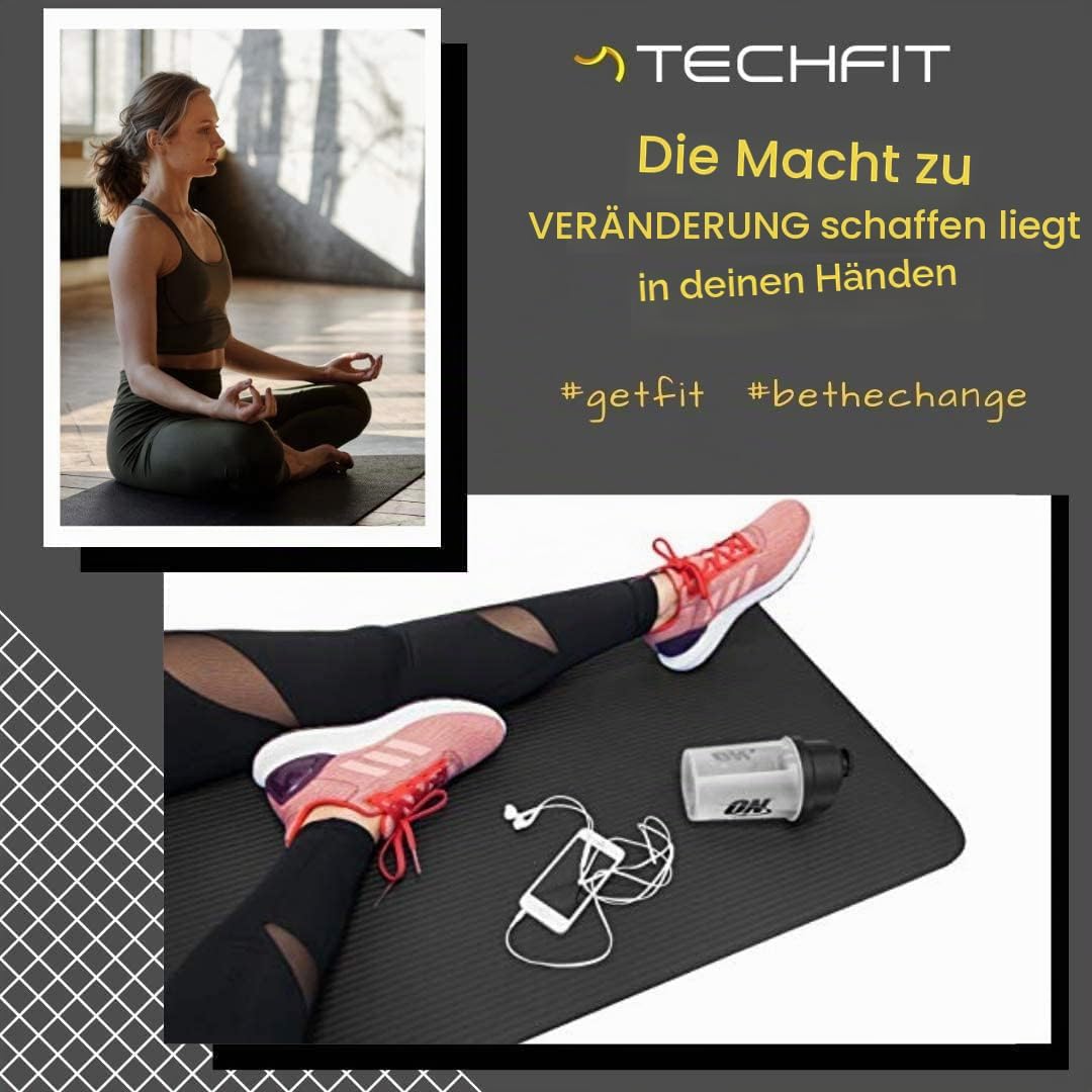 TechFit Yogamatte Rutschfest für das Fitnessstudio zu Hause - Pilates Matte für das Heimtraining, Yo