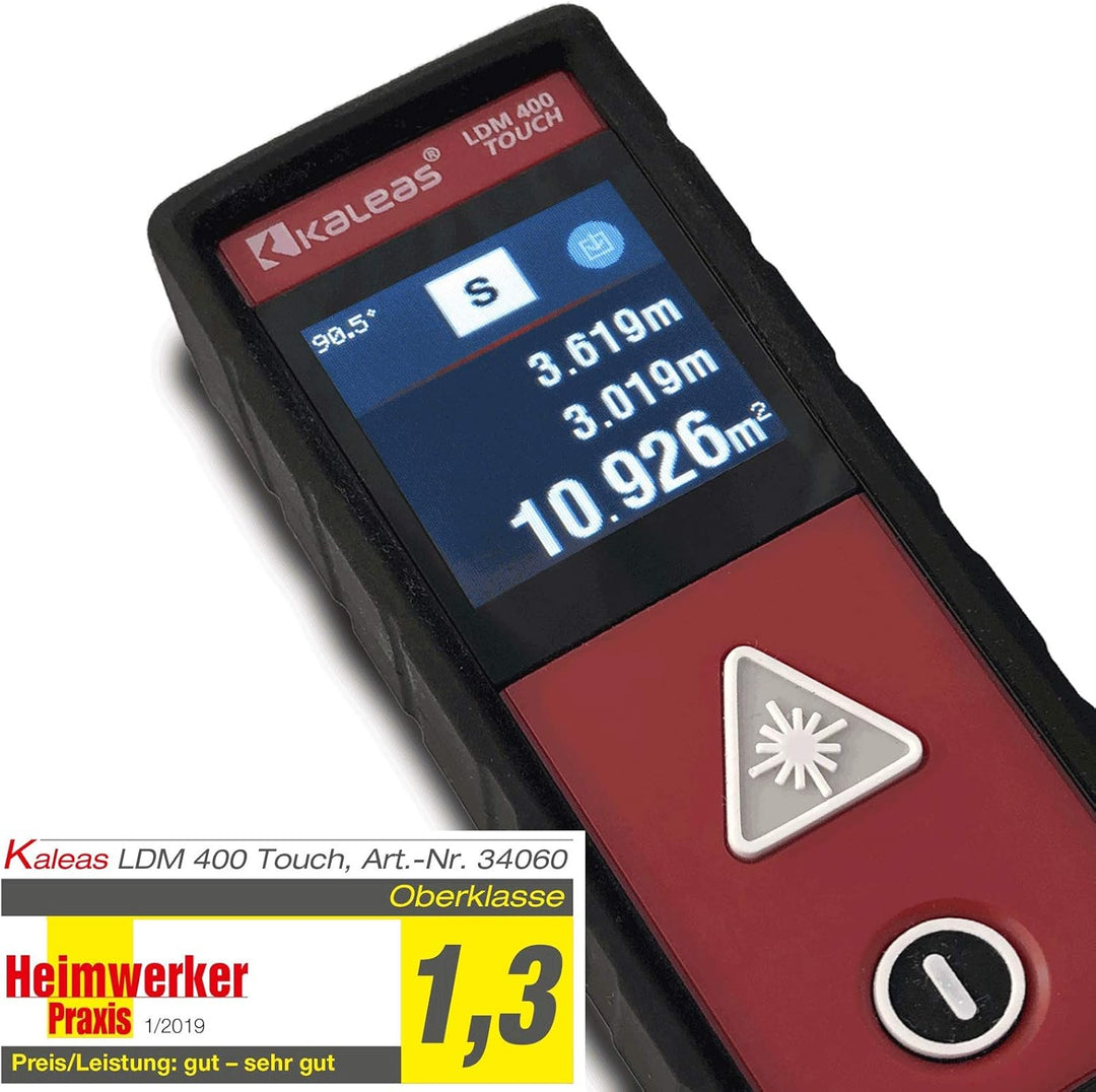 Profi-Laser-Entfernungsmesser LDM 400 Touch für Entfernung bis 40m [Genauigkeit ±2mm] mit Touch-Scre