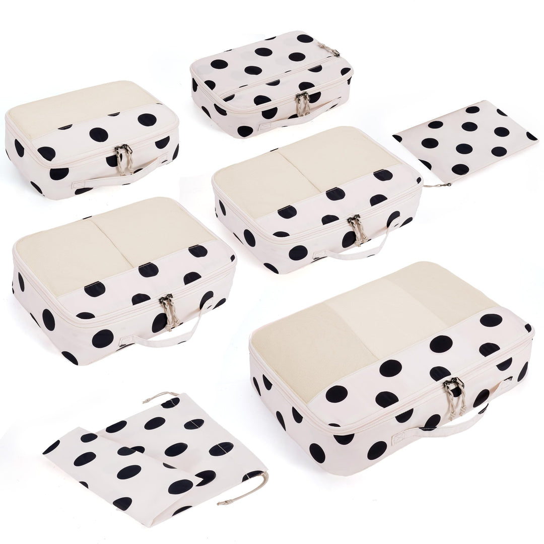ECOHUB Koffer Organizer 7-teilig mit Stilvollem Designs für Reisen Classic Dot, Classic Dot