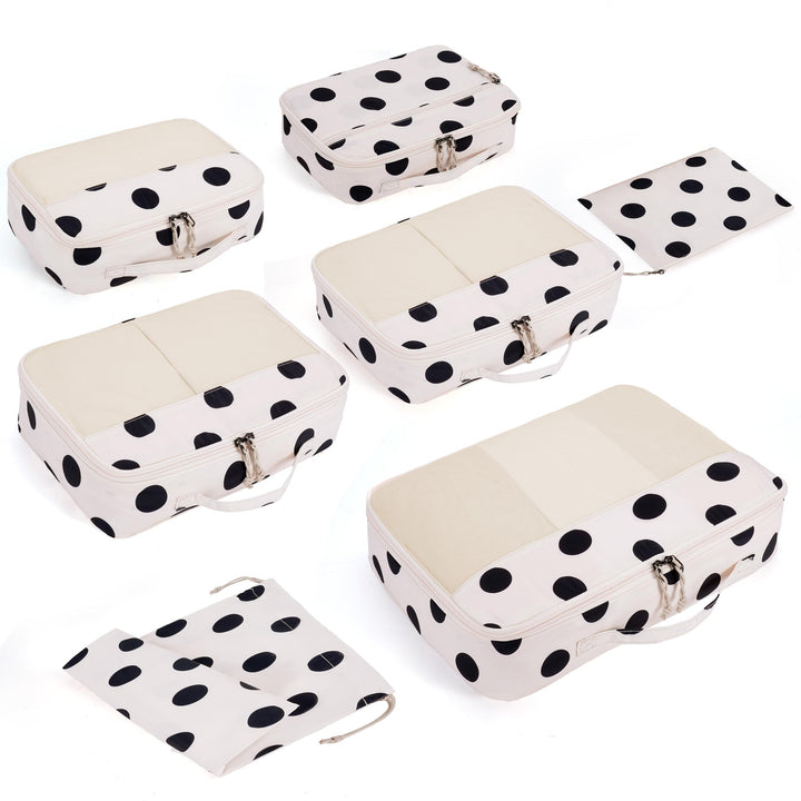 ECOHUB Koffer Organizer 7-teilig mit Stilvollem Designs für Reisen Classic Dot, Classic Dot
