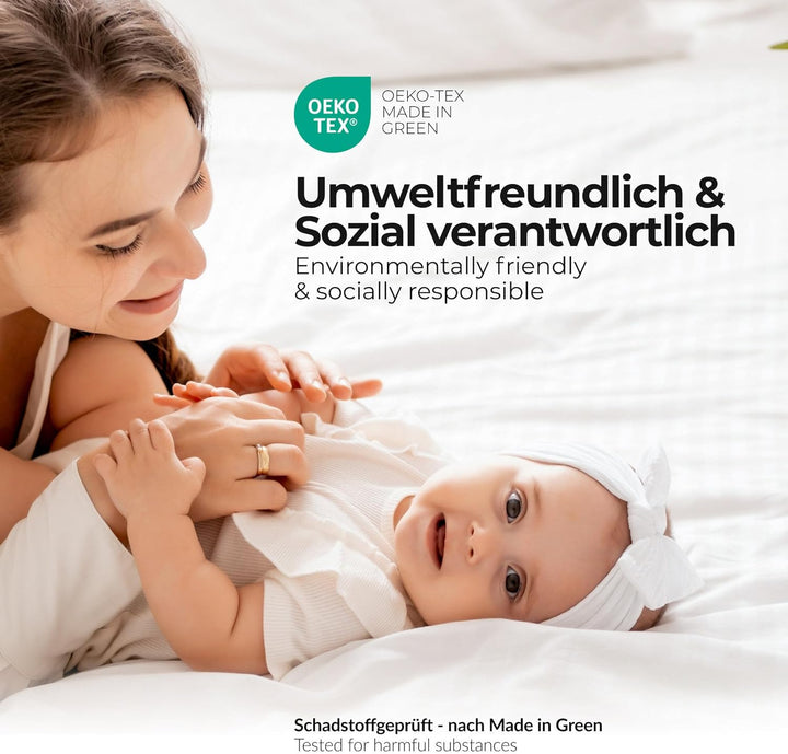 ETÉREA Bettwäsche Set 4-teilig Federn Weiss - 100% Baumwolle - 2X Bettbezug 135x200cm + 2X Kissenbez