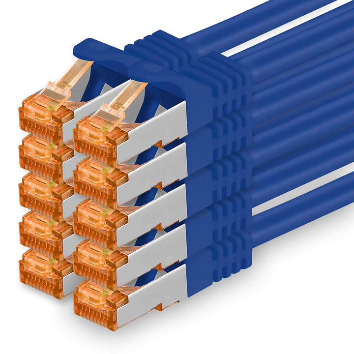 1aTTack.de 5m - Cat.7 Netzwerkkabel Blau - 10 Stück Gigabit Ethernet LAN Kabel 10000 Mbit s Patchkab