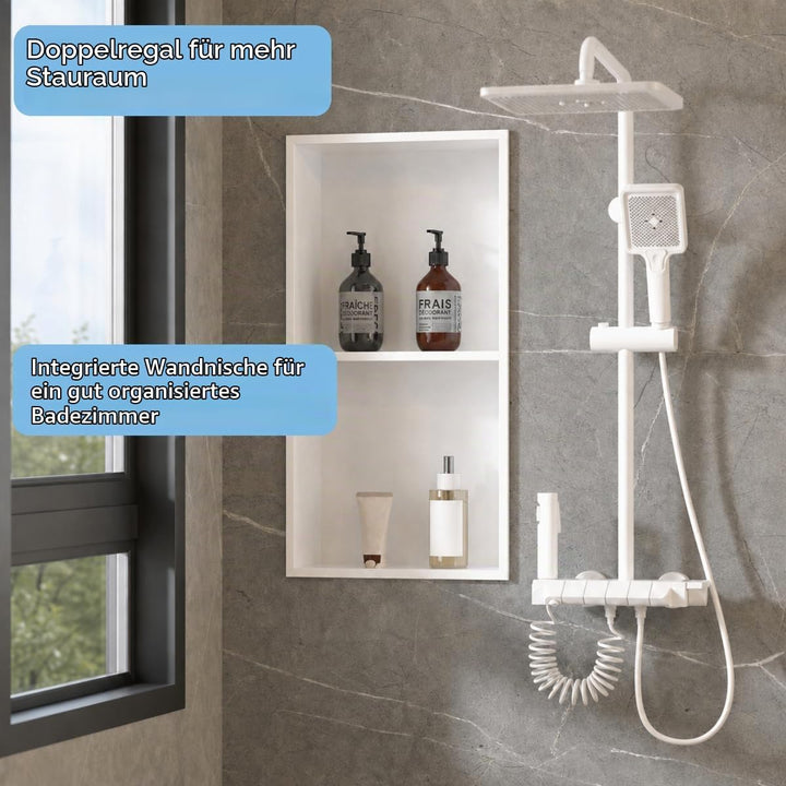 Edelstahl Einbaunische Wandnische für Dusche，Integrierte Fliesenlose Duschablage aus Rostfreiem Edel