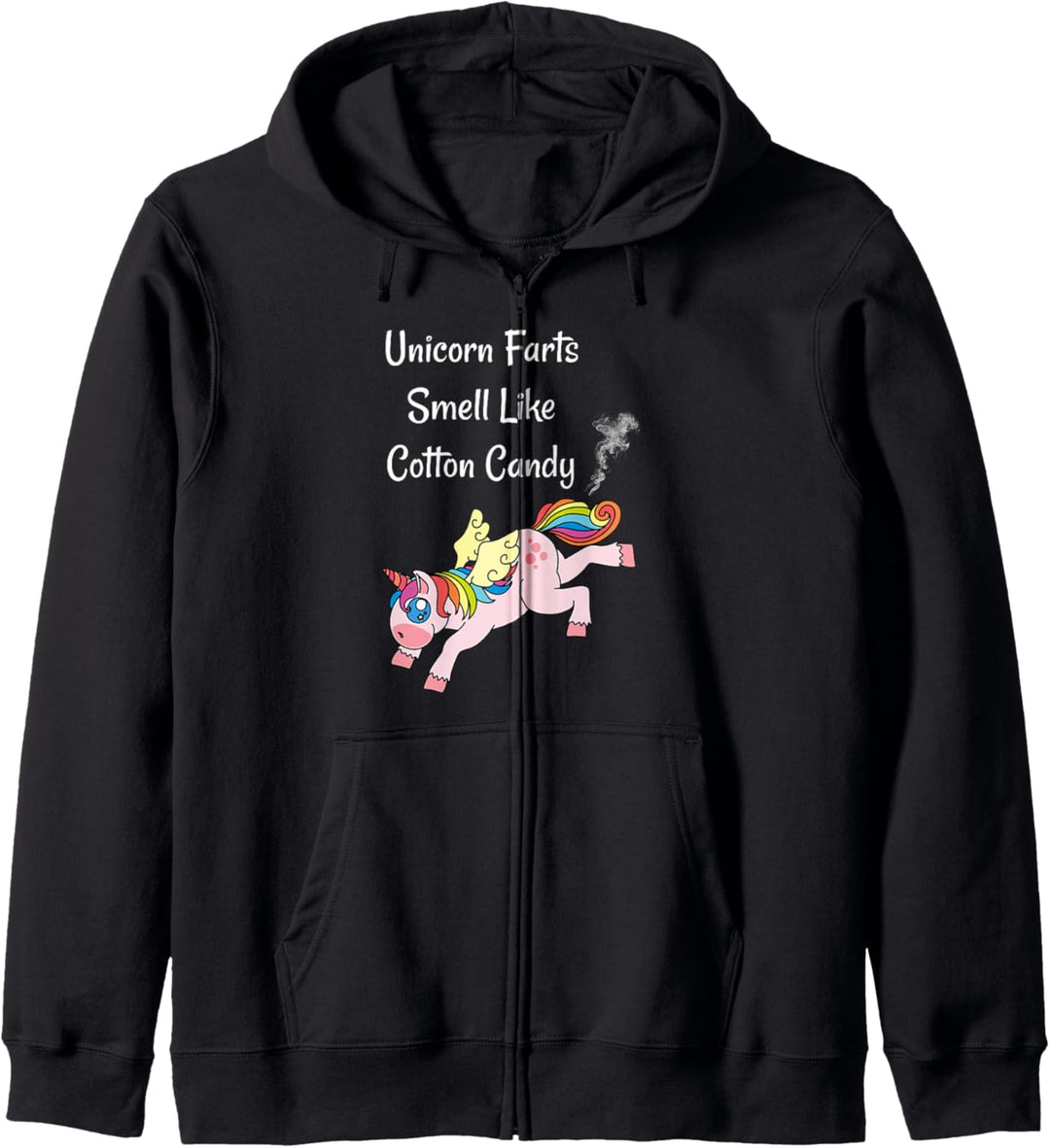 Pink Unicorn Rainbow Hair Wings Funny Graphic Fart Gag Gift Kapuzenjacke