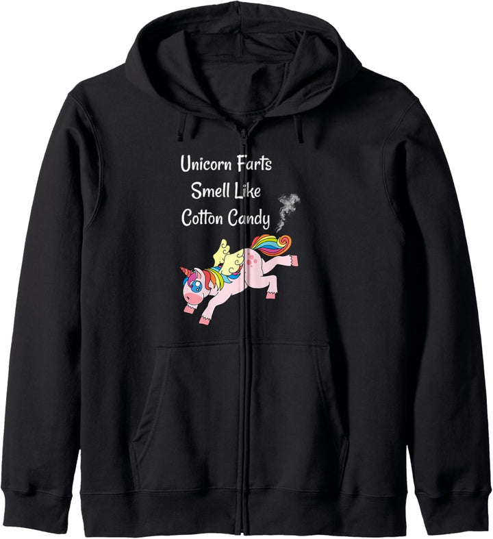 Pink Unicorn Rainbow Hair Wings Funny Graphic Fart Gag Gift Kapuzenjacke
