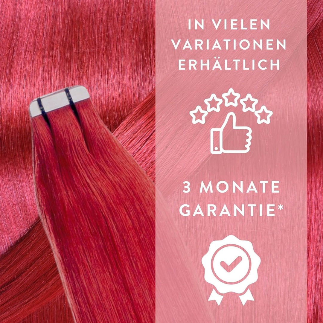 hair2heart Invisible Tape Extensions Echthaar Premium - 10 Tapes 50cm 0/44 rot intensiv