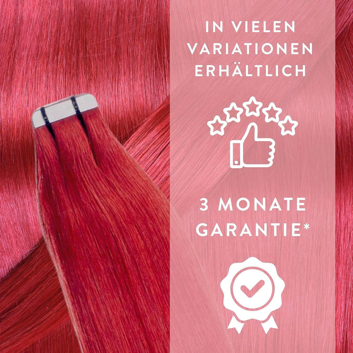 hair2heart Invisible Tape Extensions Echthaar Premium - 10 Tapes 50cm 0/44 rot intensiv