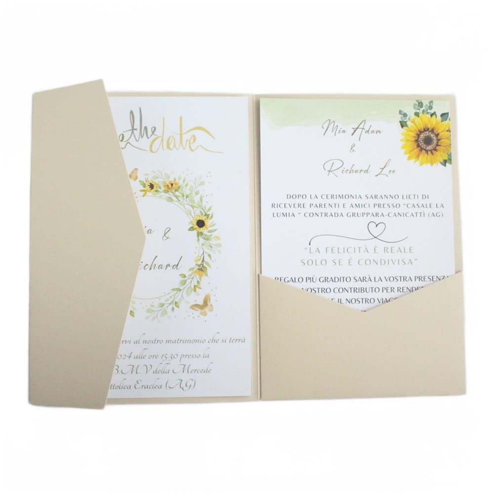 MillaSaw Einladungskarte, Champagner, für Hochzeit, Geburtstag, Abschlussfeier, 25 Stück (Champagner