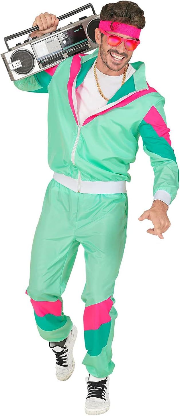 W WIDMANN MILANO Party Fashion - Kostüm Trainingsanzug, Vintage-Style, 80er Jahre Outfit, Jogginganz