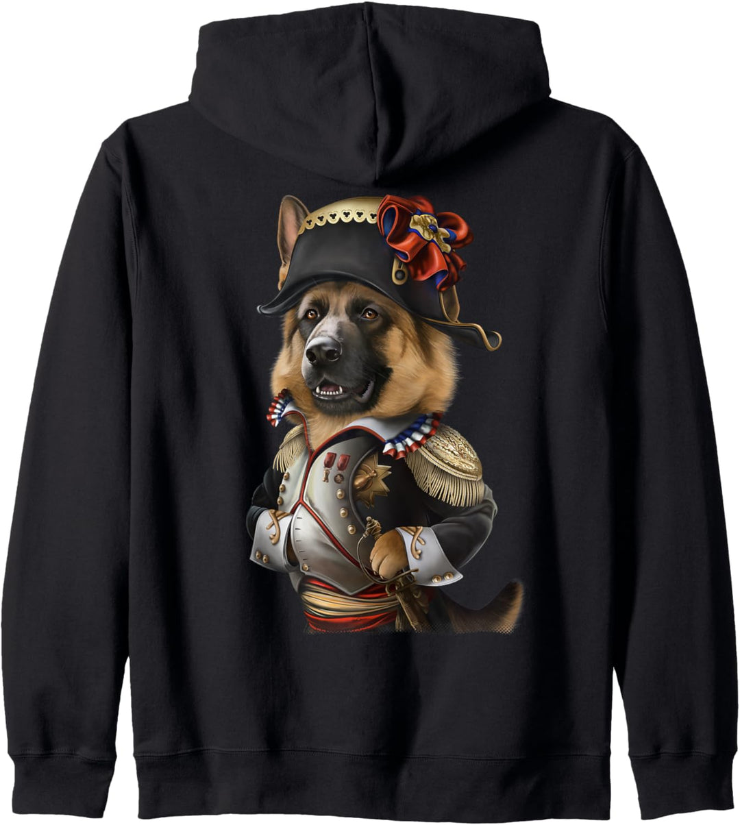 Deutscher Schäferhund als Kaiser Napoleon Bonaparte Kapuzenjacke