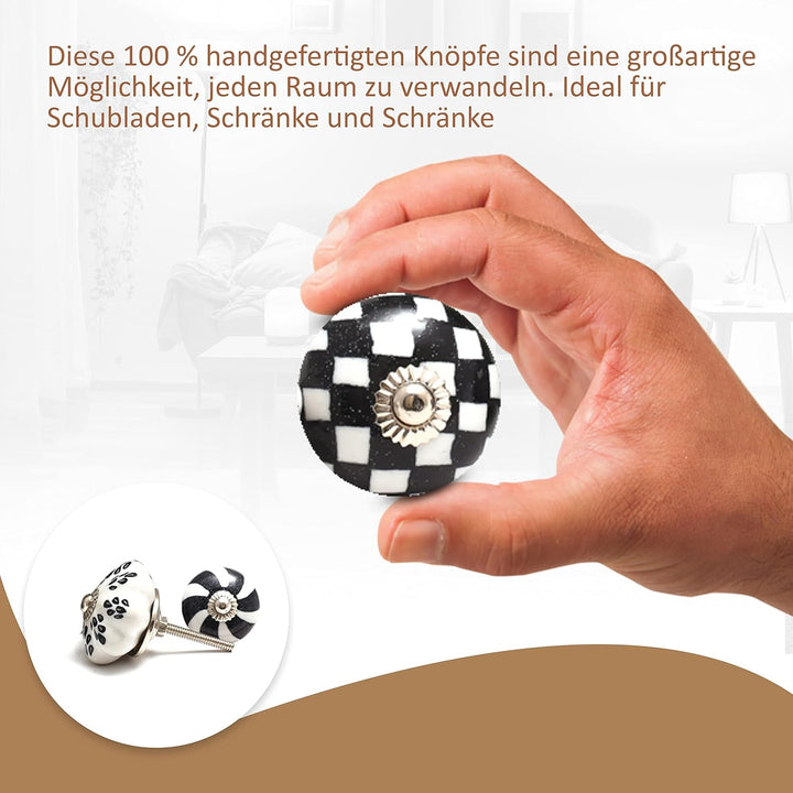 The Boho Street Handgefertigte Keramik-Mehrzweckknöpfe Keramik-Türgriffe im Set-Sortiment (20, Black