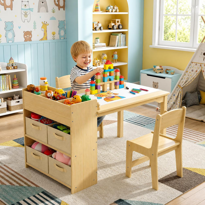MAMIZO Kindertisch mit 2 PCS Stühlen, Maltisch &amp; Basteltisch Kinder, Tisch &amp; Stühle Kinderzimmer Set