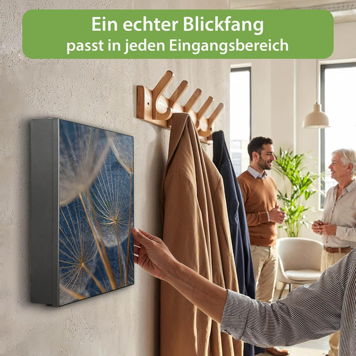 banjado Grosser Schlüsselkasten Metall - Schlüsselbox 30x30cm mit 32 Haken - Schlüsselkasten modern