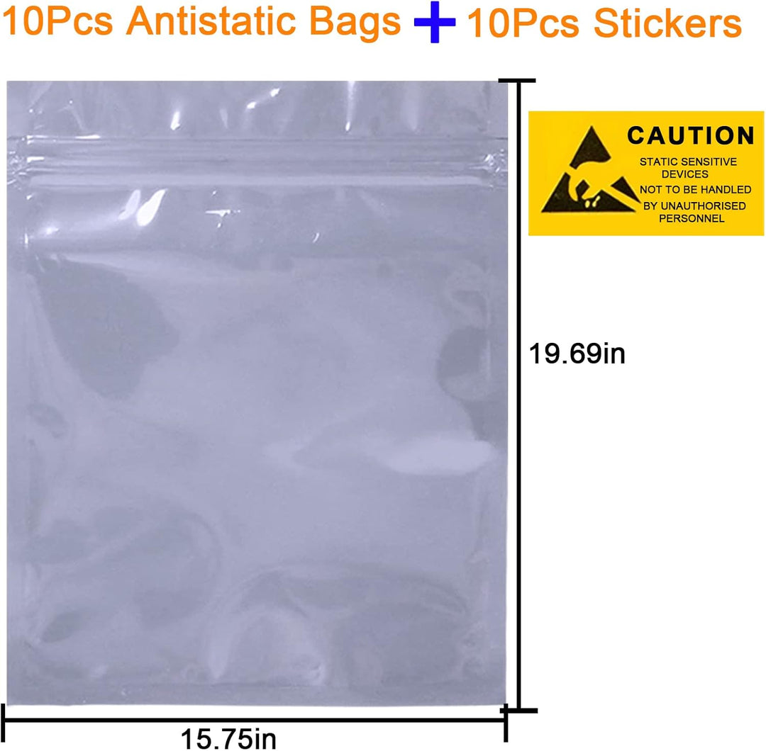 10 Stück Wiederverschliessbare Antistatische Beutel 40x50cm Extra Grosse ESD-Abschirmungs Tasche mit