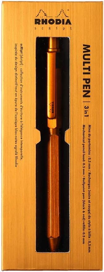 Rhodia 9340C – 3-in-1 ScRipt Multipen – 2 Kugelschreiber 0,5 mm schwarz & rot + 1 Druckbleistift Gra