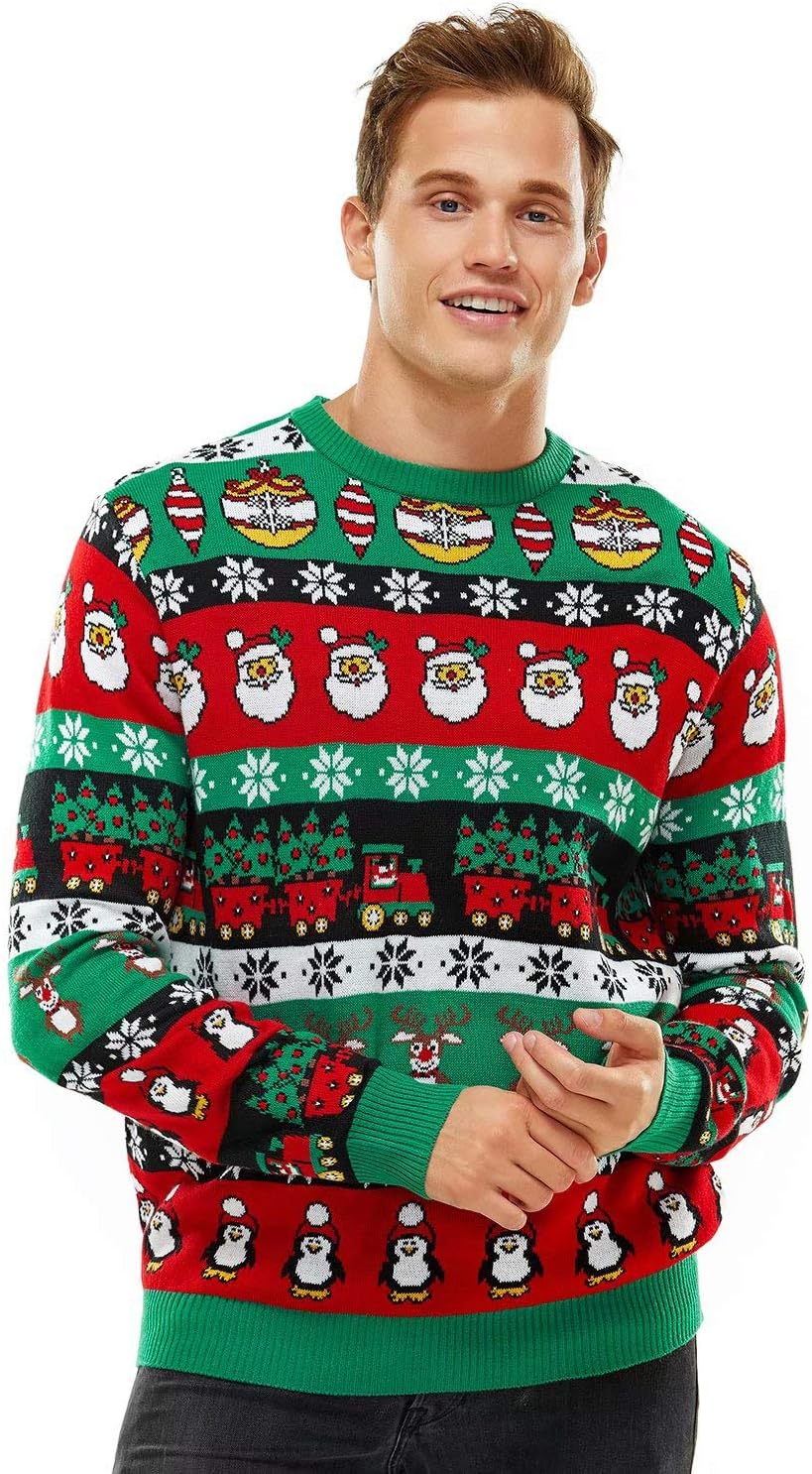 U LOOK UGLY TODAY Hässlicher Weihnachtspullover Herren Unisex Lustig Ugly Christmas Sweater Chunky G