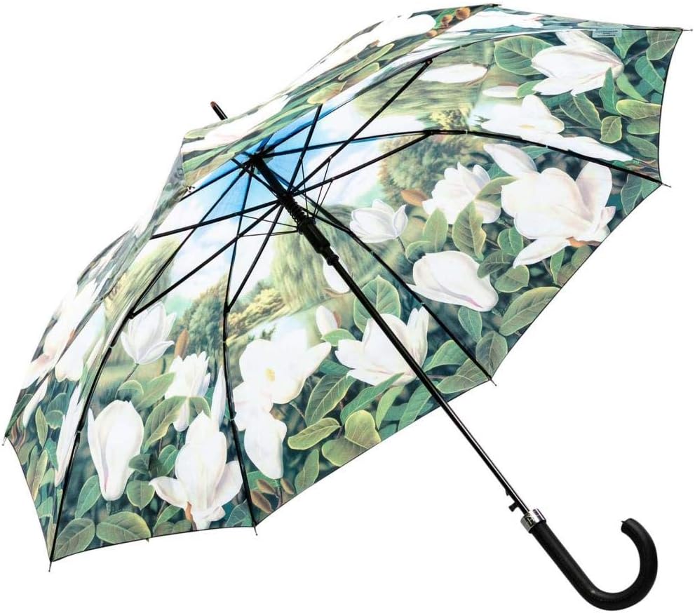 LUCKYWEATHER Regenschirm Stockschirm Damen Motiv Magnolien Auf-Automatik I Stockregenschirm gross un