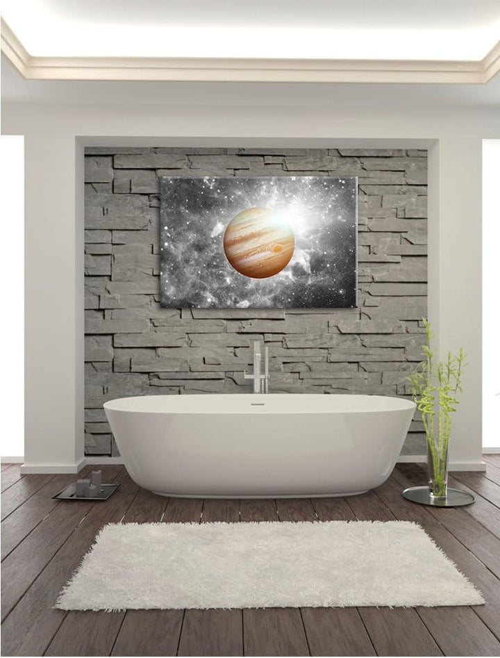 Pixxprint Planet Jupiter im Universum B&W Detail, Format: 100x70 auf Leinwand, 100x70