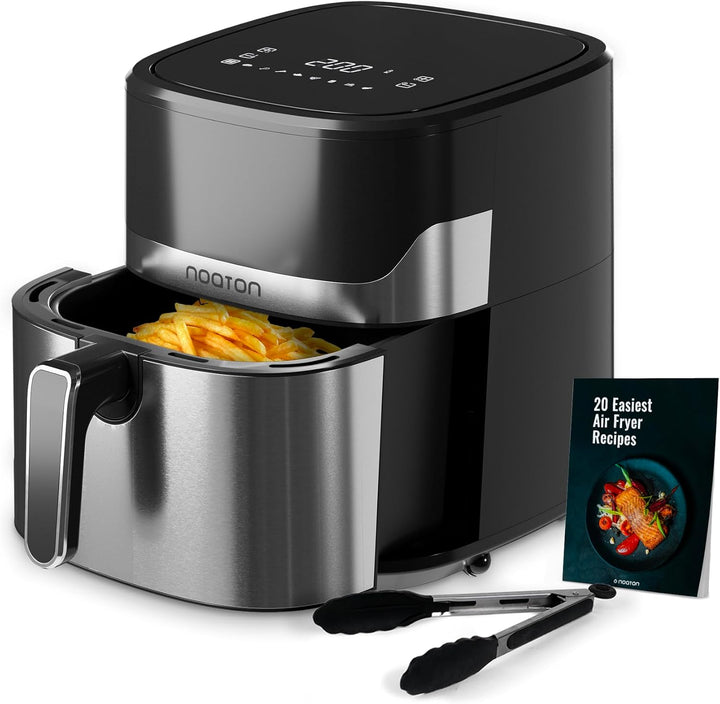 Noaton Heissluftfritteuse 6,2 L, Air Fryer mit Digitalem Touchscreen, 8 Programme, 1600 W, Ohne Öl,