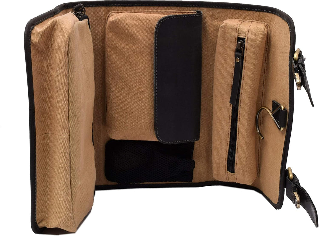 Menzo Kulturbeutel zum Aufhängen, aus echten Leder, Kulturtasche, Toilettentasche, Damen und Herren