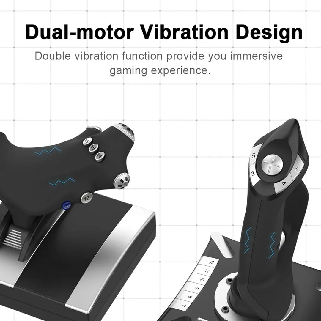 FAUOSWUK Simulations-Joystick, USB-Gaming-Flugsimulator-Gamecontroller mit Dämpfungs-Feedback, 4 Ach