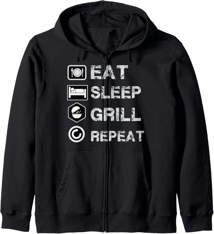 Eat Sleep Grill Barbecue Repeat Funny Grilling BBQ Kapuzenjacke