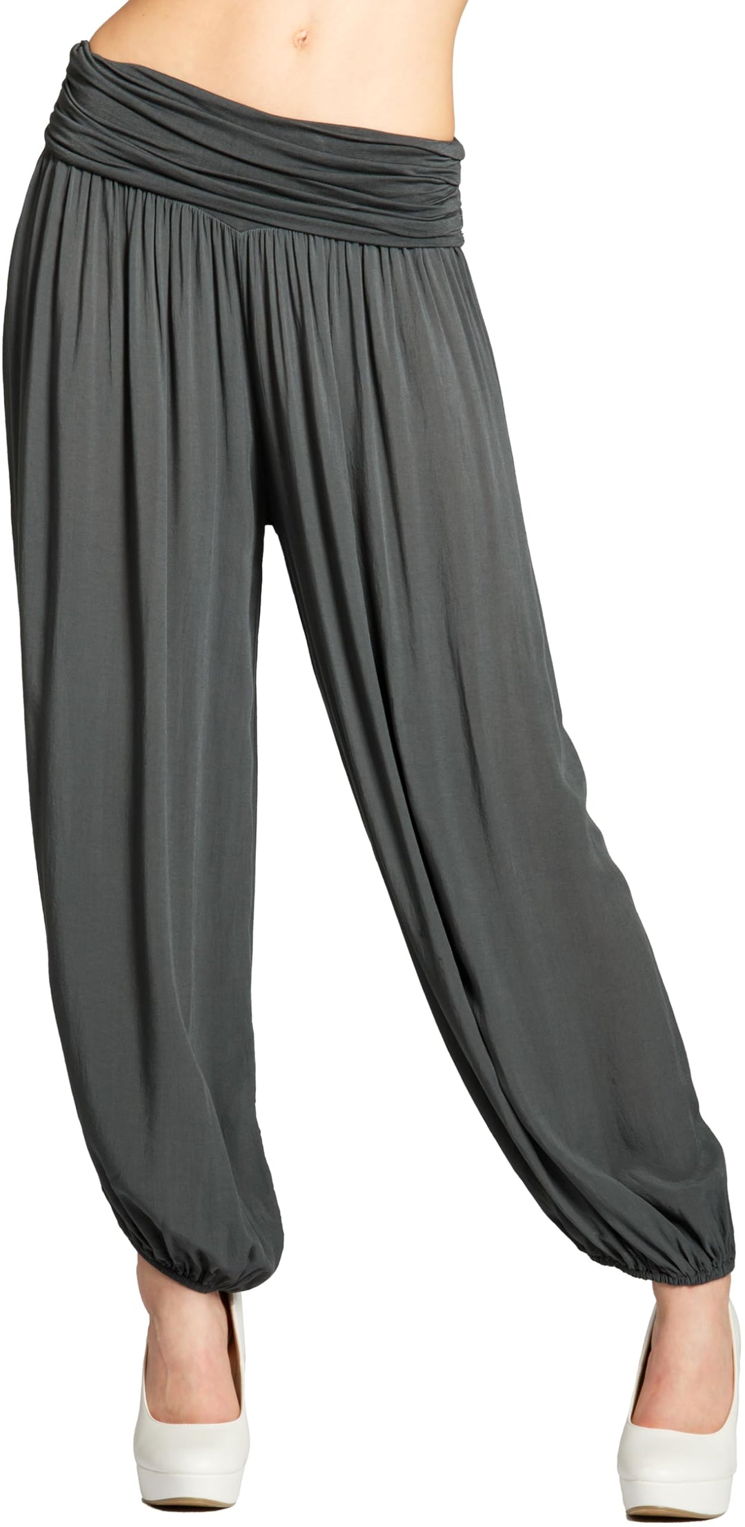 Caspar KHS035 leichte Damen Sommer Haremshose, Farbe:dunkelgrau, Mode Grösse:36