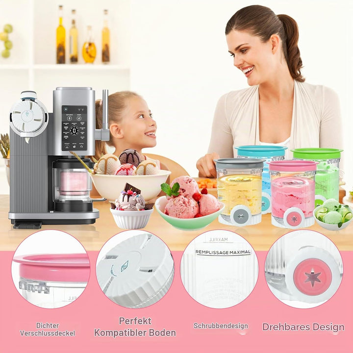 Für 4 Stück Ninja Creami Behälter 680 ml Eisbehälter für NC700 NC701EU Serie, Eiscreme Behälte mit D