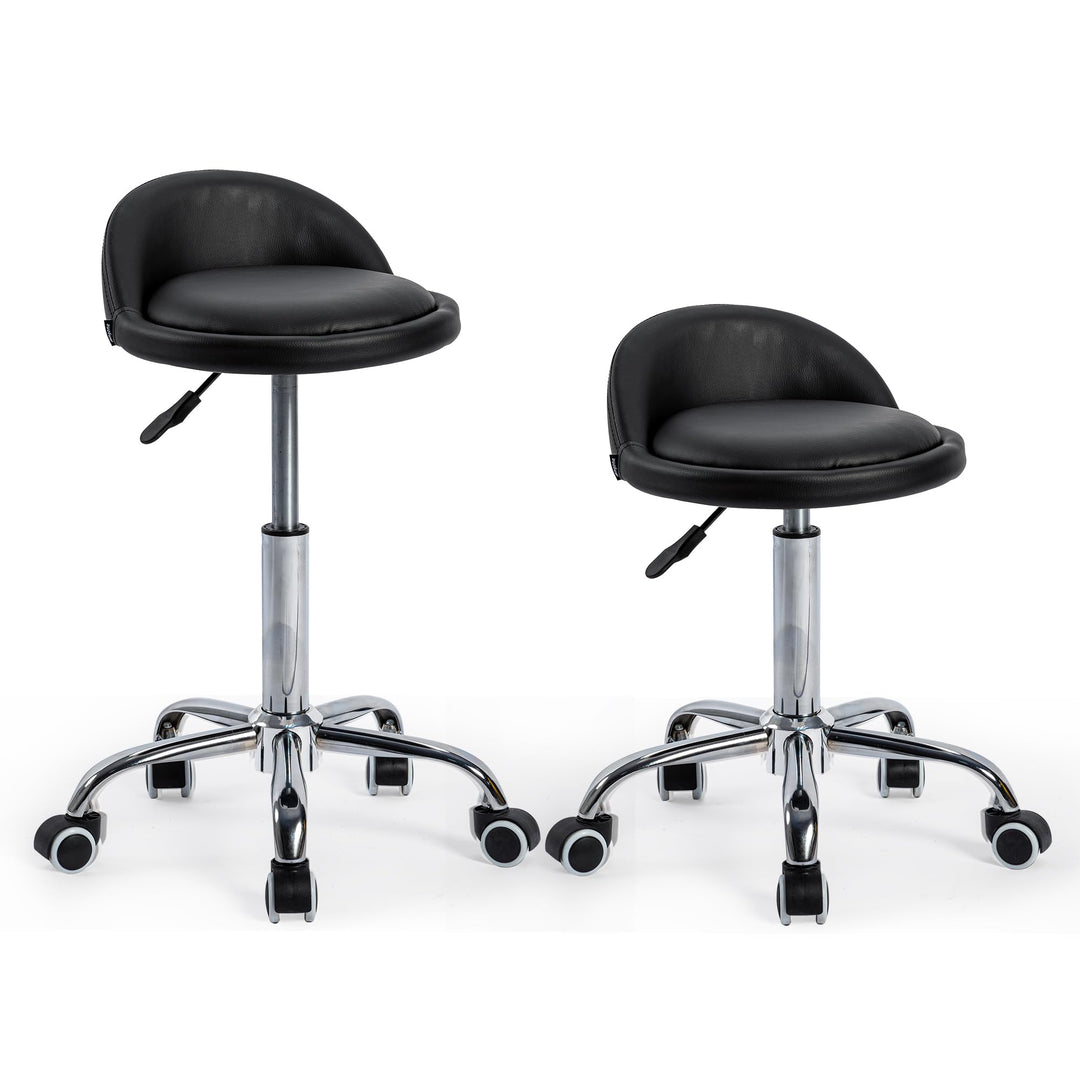 Mingone Bürohocker Höhenverstellbar 2 Stück Rollhocker mit Lehne Drehhocker mit Rollen Arbeitshocker