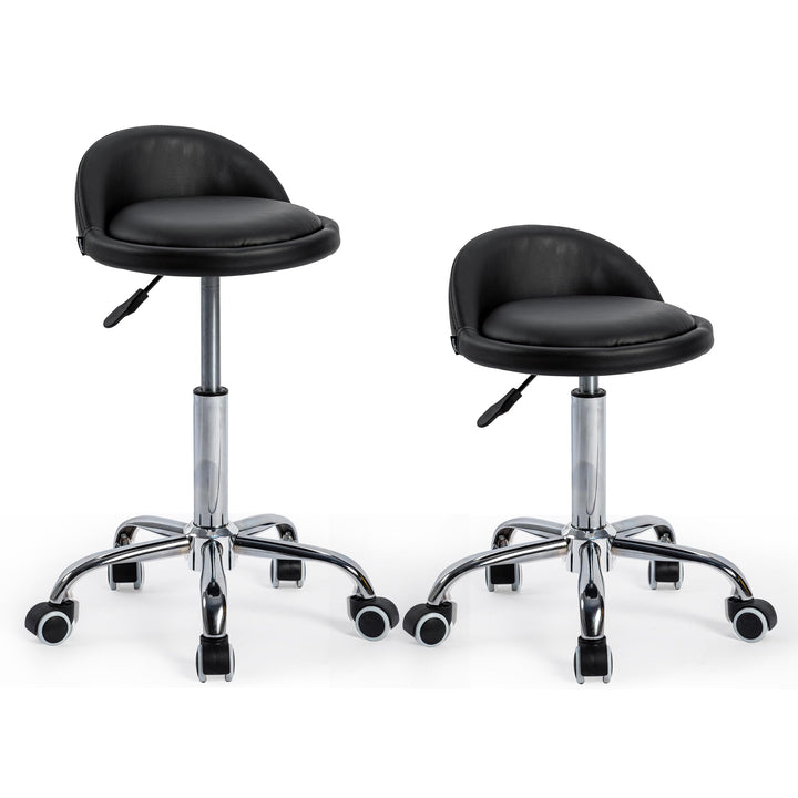 Mingone Bürohocker Höhenverstellbar 2 Stück Rollhocker mit Lehne Drehhocker mit Rollen Arbeitshocker
