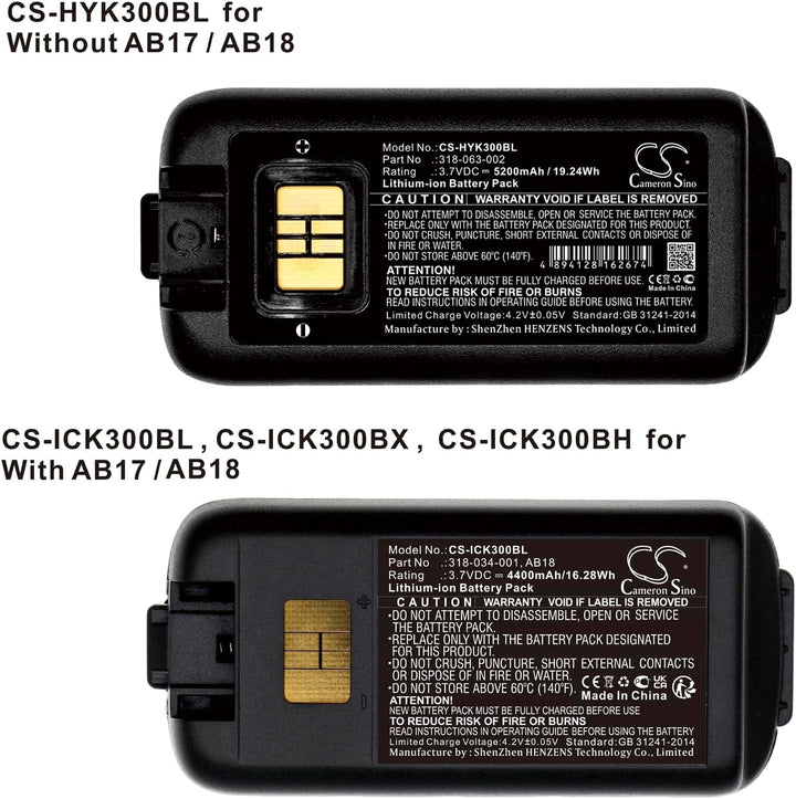 CS-ICK300BX Akkus 5200mAh Kompatibel mit [Intermec] CK3, CK3A, CK3B, CK3C, CK3C1, CK3N, CK3N1, CK3R,
