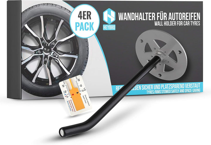HEYBRO® Universale Reifen Wandhalterung im 4 er Set - platzsparende Aufbewahrung Ihrer Autoreifen -