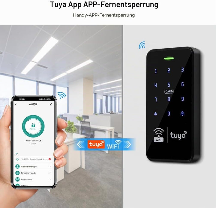 FUSYTULY WiFi Tuya Zugangskontrolle Tastatur IP68 Wasserdicht RFID Access Controller 125KHz 13.56MHz