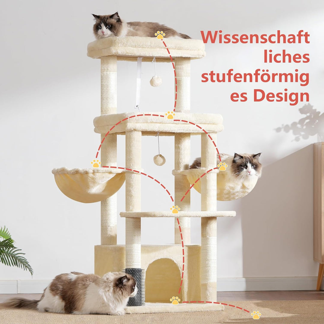 Hey-brother Kratzbaum, Katzenbaum für Grosskatze und Maine-Coon-Katzen, mehrstöckiger Stabil Katzenk