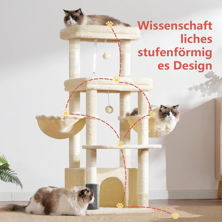 Hey-brother Kratzbaum, Katzenbaum für Grosskatze und Maine-Coon-Katzen, mehrstöckiger Stabil Katzenk