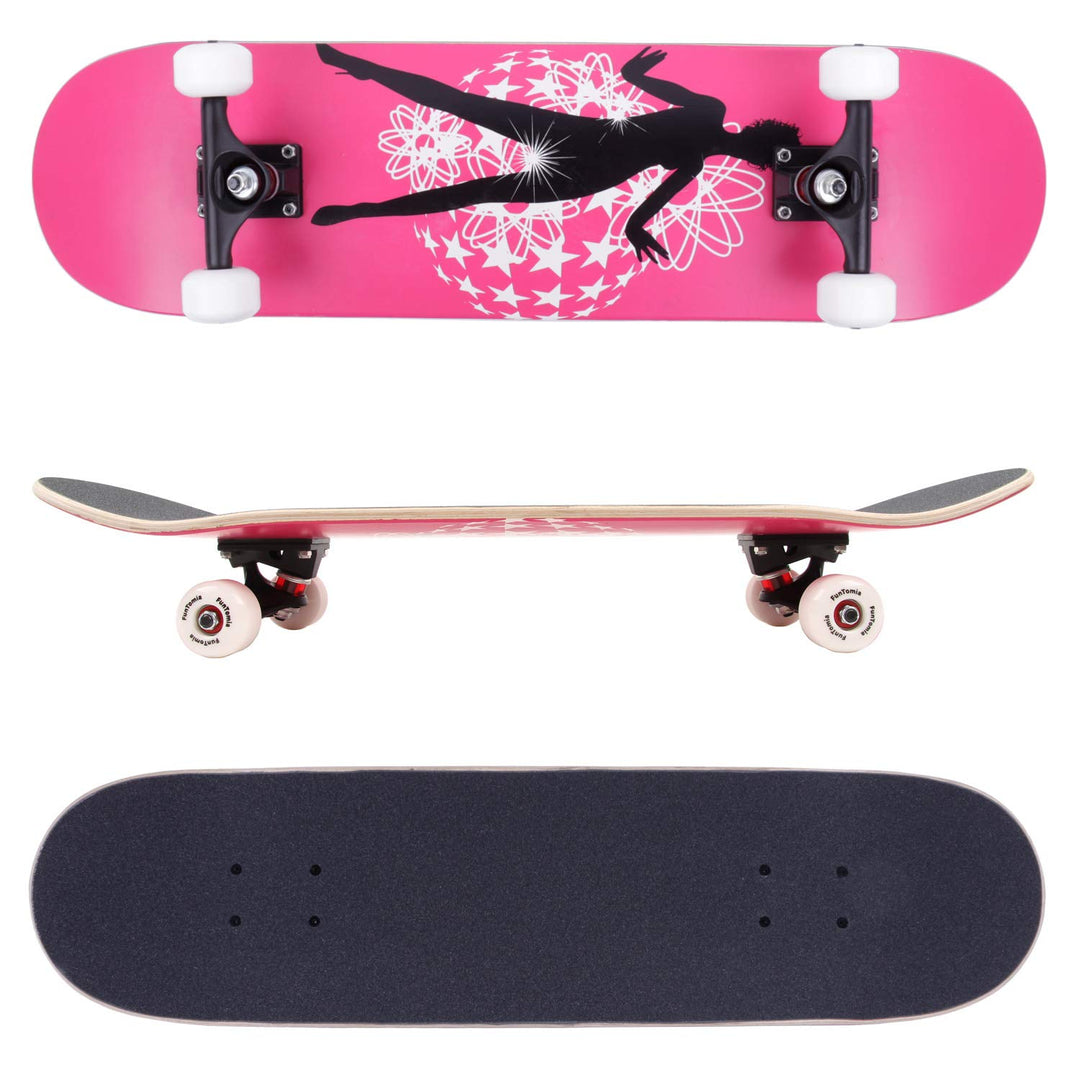 FunTomia Skateboard mit ABEC-9 Kugellager Rollenhärte 100A und 100% 7-lagigem kanadisches Ahornholz