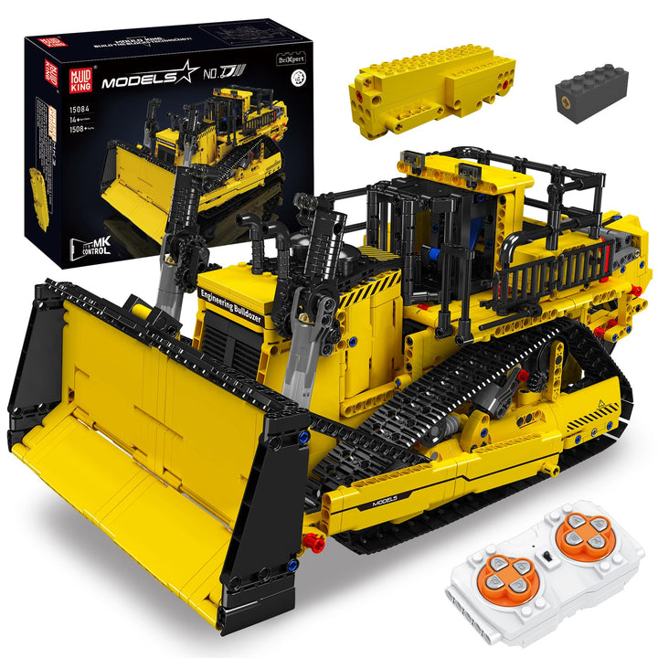 Mould King Technik Bulldozer, mit ferngesteuertem Konstruktionsspielzeug, 2,4 GHz RC-Truck-Bausatz,
