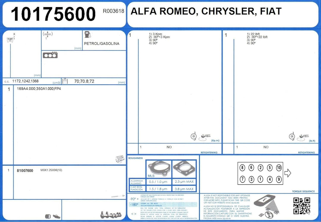 Ajusa 52255600 Dichtungssatz, Zylinderkopf