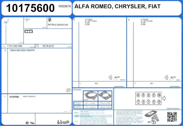 Ajusa 52255600 Dichtungssatz, Zylinderkopf