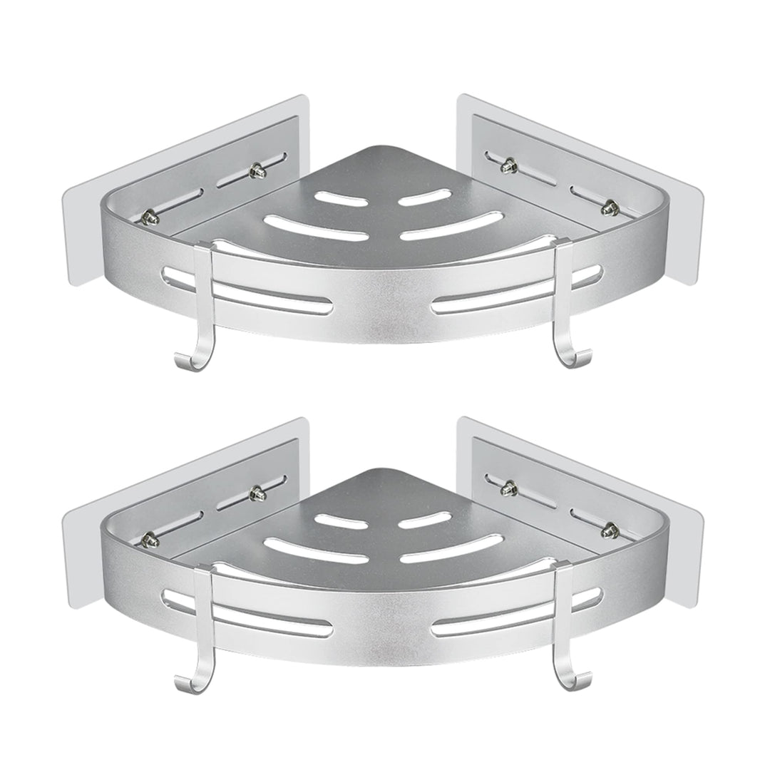 GERUIKE Duschablage Duschregal Ecke Ohne Bohren Duschkorb Wandmontage Klebepad Silber Aluminium 2 St