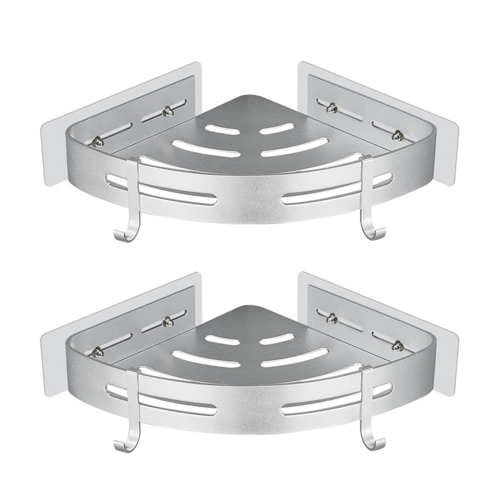 GERUIKE Duschablage Duschregal Ecke Ohne Bohren Duschkorb Wandmontage Klebepad Silber Aluminium 2 St