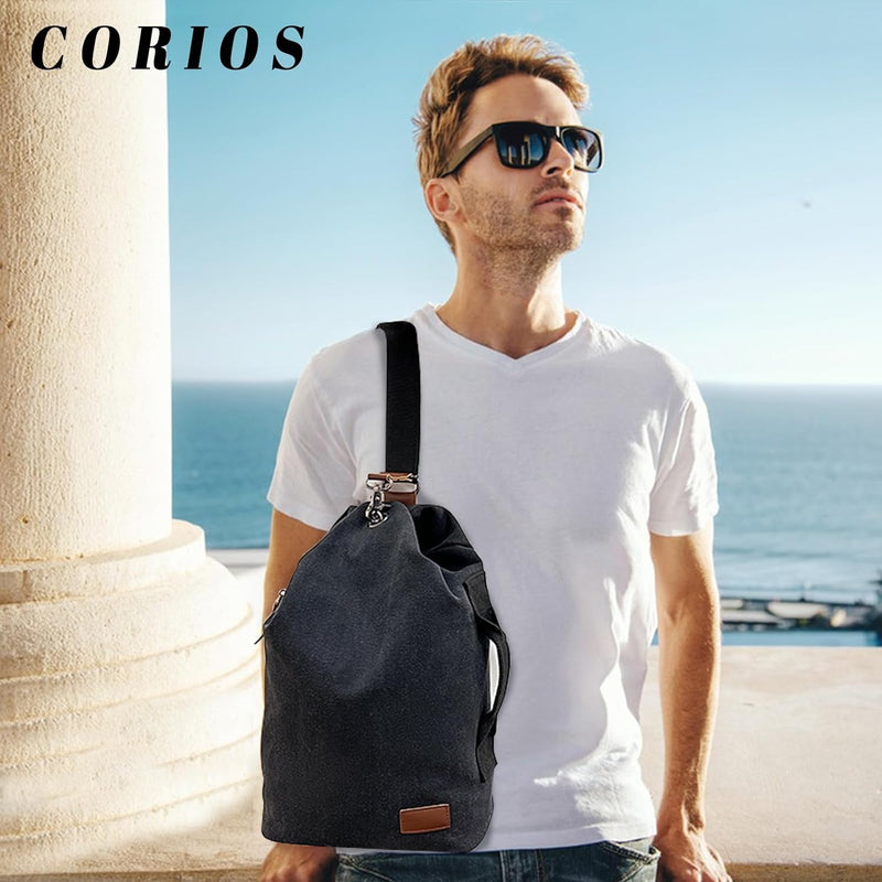 CORIOS Unisex Brusttasche Sling Rucksack Herren Damen Canvas Schultertasche Leicht Crossbody Umhänge