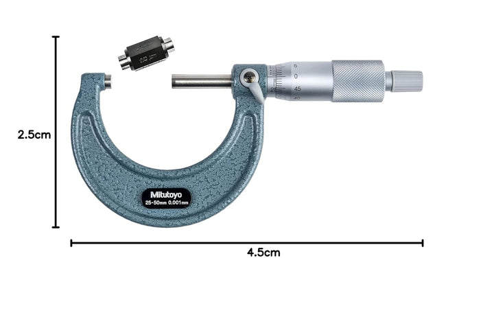 Mitutoyo 103-130 Economy Design Aussenmessschraube, 25-50 mm, mit 0,001 mm Skala