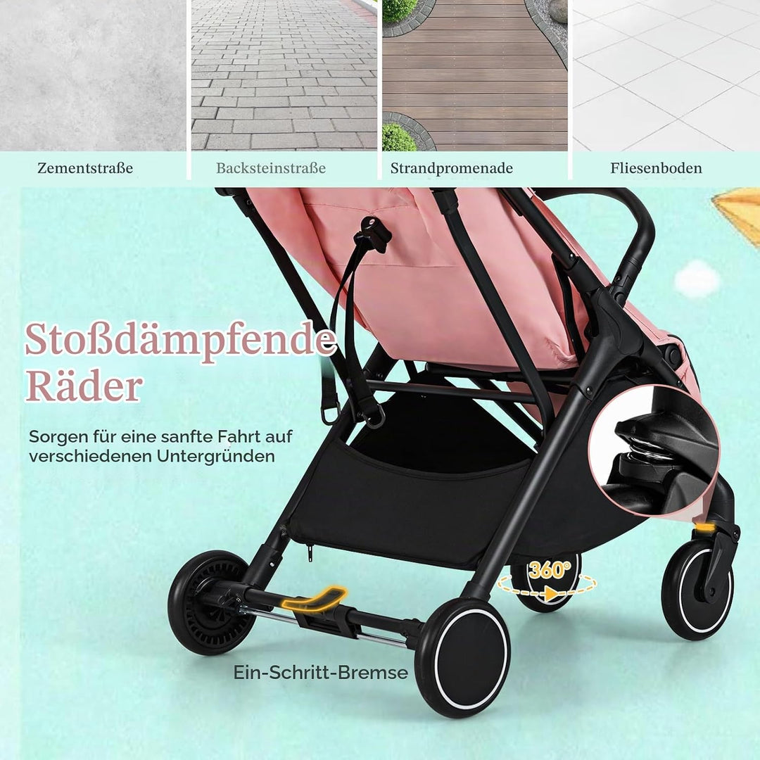 LIFEZEAL Klappbarer Kinderwagen, Kinderbuggy mit verstellbarer Rückenlehne, Buggy mit Schlaffunktion