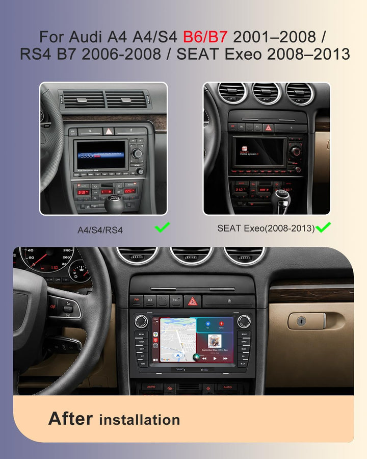Autoradio für Audi A4 B6 S4 RS4 (2001-2008) / Seat Exeo (2008–2013) mit 7 Zoll Bildschirm Wireless C