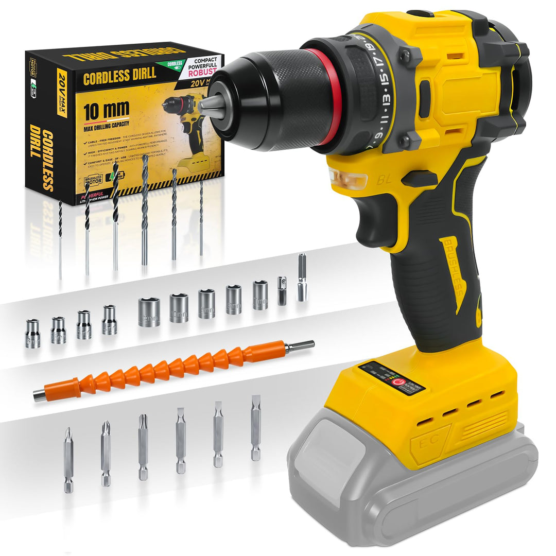 Akku-Bohrschrauber für DEWALT 20V Akkus,25+1Drehmoment Einstellung, Max. Drehmoment 60N-m, LED-Licht
