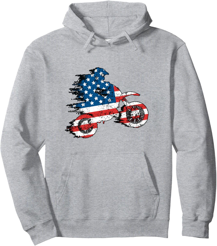 Dirt Bike Amerikanische Flagge Motocross Pullover Hoodie